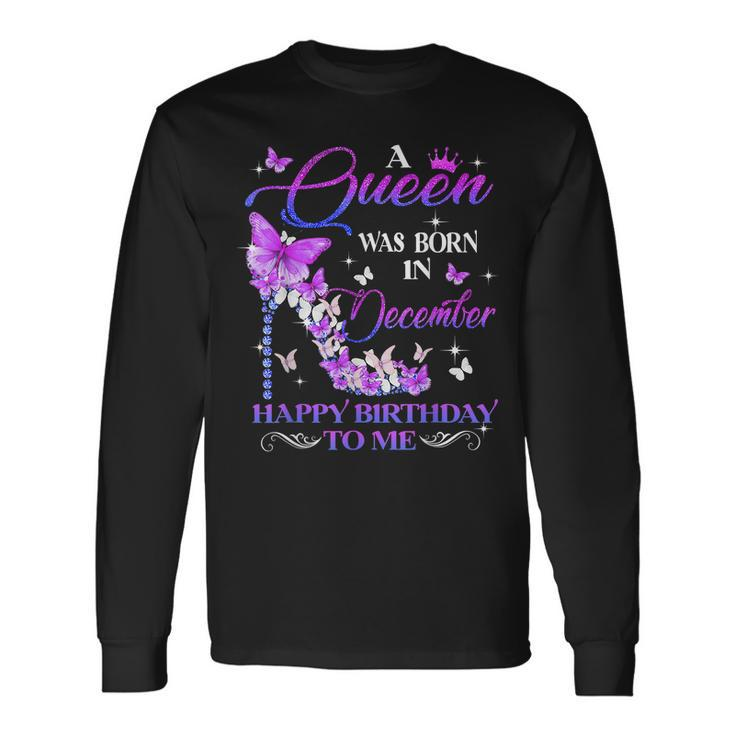 Hot Lips A Queen Was Born In December Happy Birthday To Me Men Women Long Sleeve T-Shirt T-shirt Graphic Print