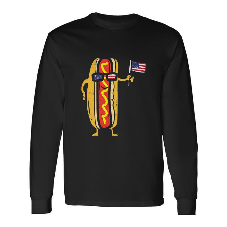 Hotdog Sunglasses American Flag 4Th Of July Long Sleeve T-Shirt