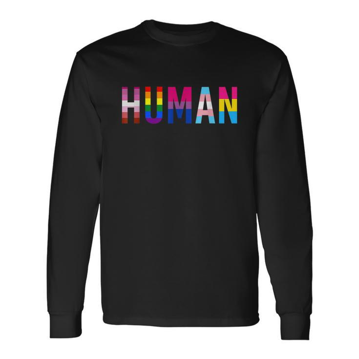 Human Lgbt Flag Gay Pride Month Transgender Rainbow Lesbian Tshirt Long Sleeve T-Shirt