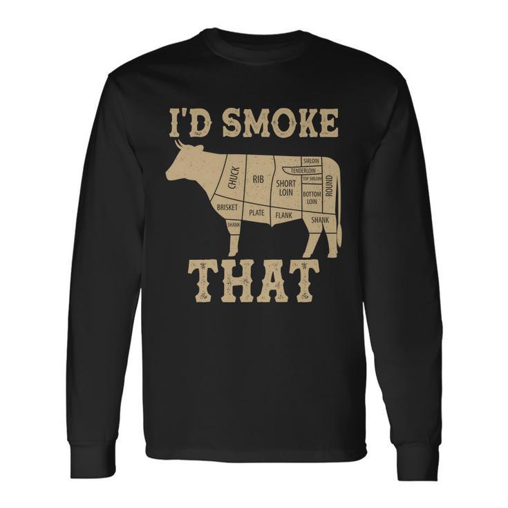 Id Smoke That Cattle Meat Cuts Tshirt Long Sleeve T-Shirt