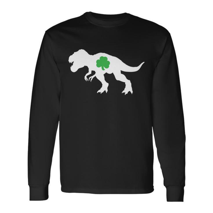 Irish Clover T-Rex Tshirt Long Sleeve T-Shirt