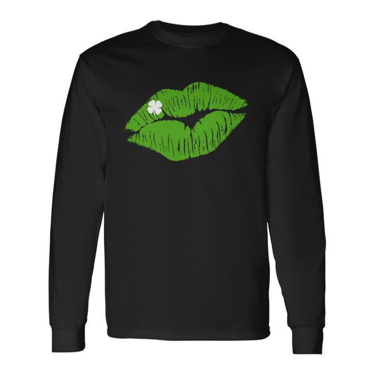 Irish Lips Kiss Clover St Pattys Day Long Sleeve T-Shirt