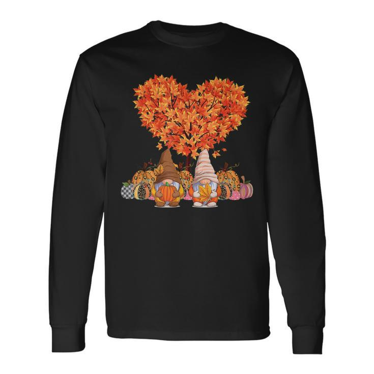 Its Fall Yall Cute Gnomes Pumpkin Autumn Tree Fall Leaves V2 Long Sleeve T-Shirt