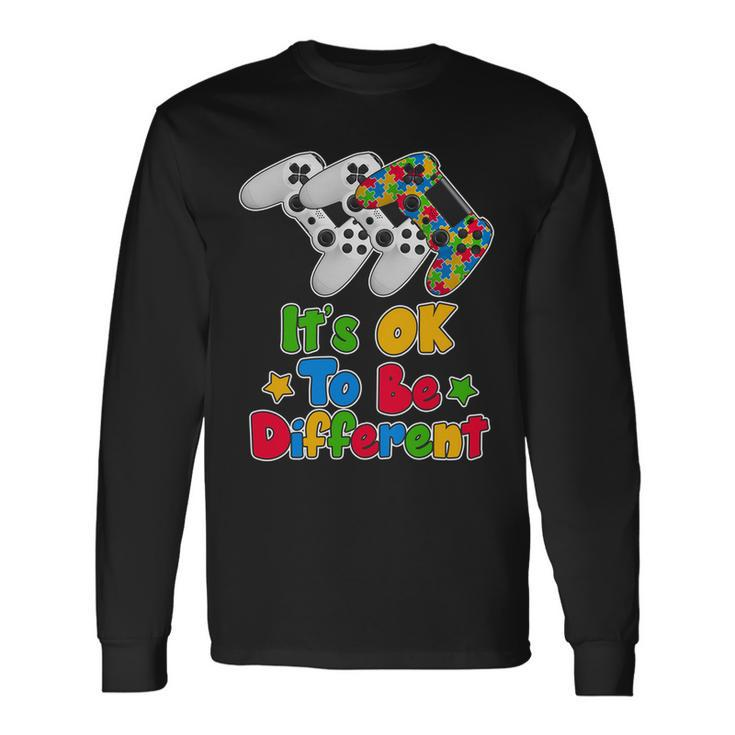Its Ok To Be Different Autism Awareness Video Gamer Long Sleeve T-Shirt