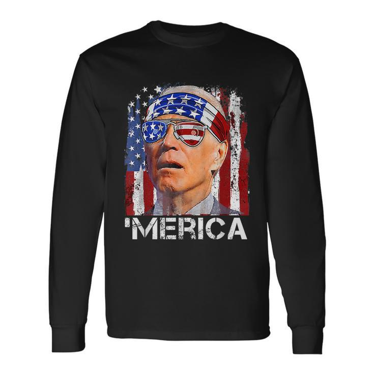 Joe Biden 4Th Of July Merica Men Women American Flag Long Sleeve T-Shirt