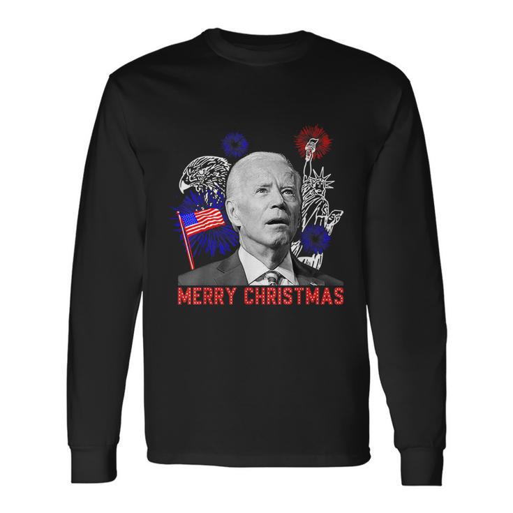 Joe Biden Happy Christmas In July Usa Flag V2 Long Sleeve T-Shirt