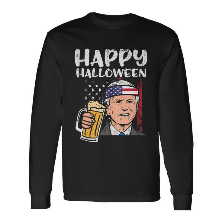 Joe Biden Us Flag Happy Halloween Patriotic Men Women Long Sleeve T-Shirt