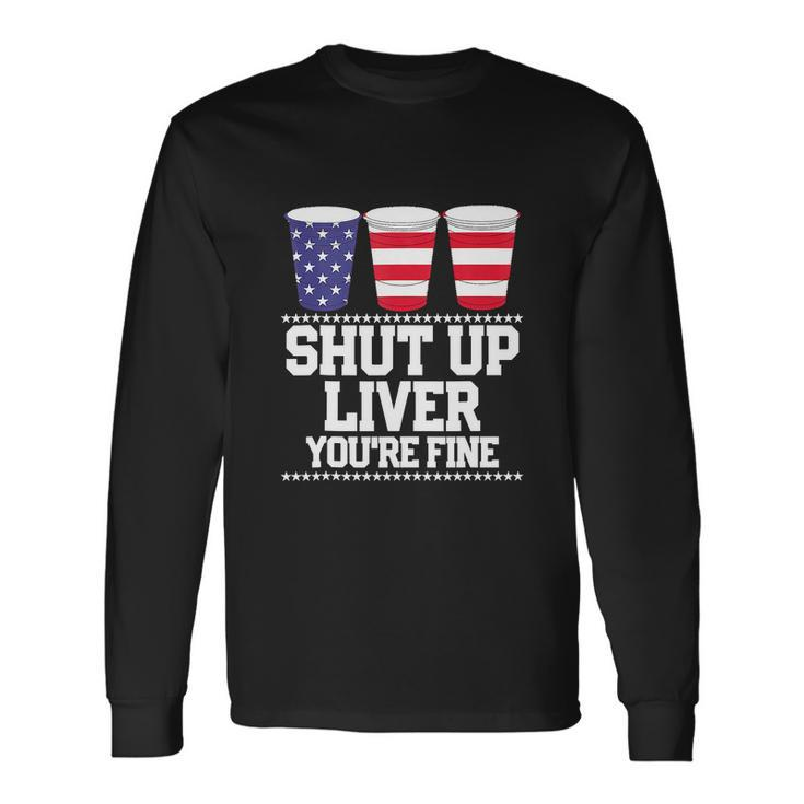 July 4Th Beer Cups American Flag Long Sleeve T-Shirt
