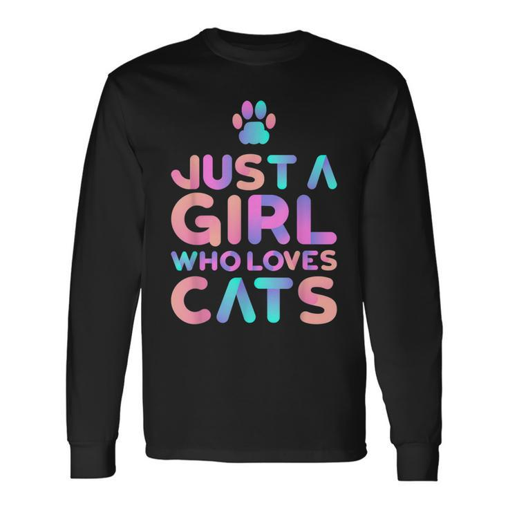 Just A Girl Who Loves Cats Cute Cat Lover Long Sleeve T-Shirt