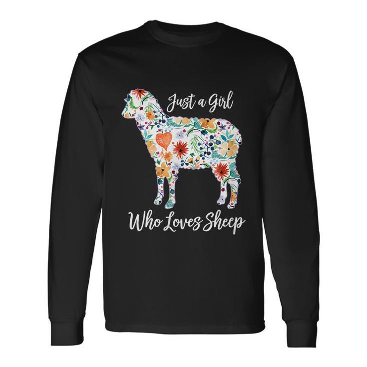 Just A Girl Who Loves Sheep Cute For Women Long Sleeve T-Shirt