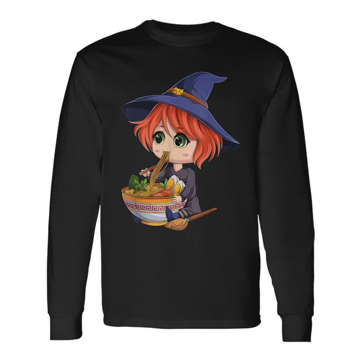 Kawaii Japanese Anime Witch Halloween Ramen Food Lovers Long Sleeve T-Shirt