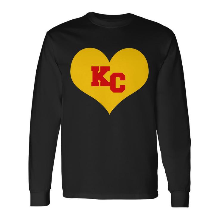 Kc Football Heart Kansas City Fan Long Sleeve T-Shirt