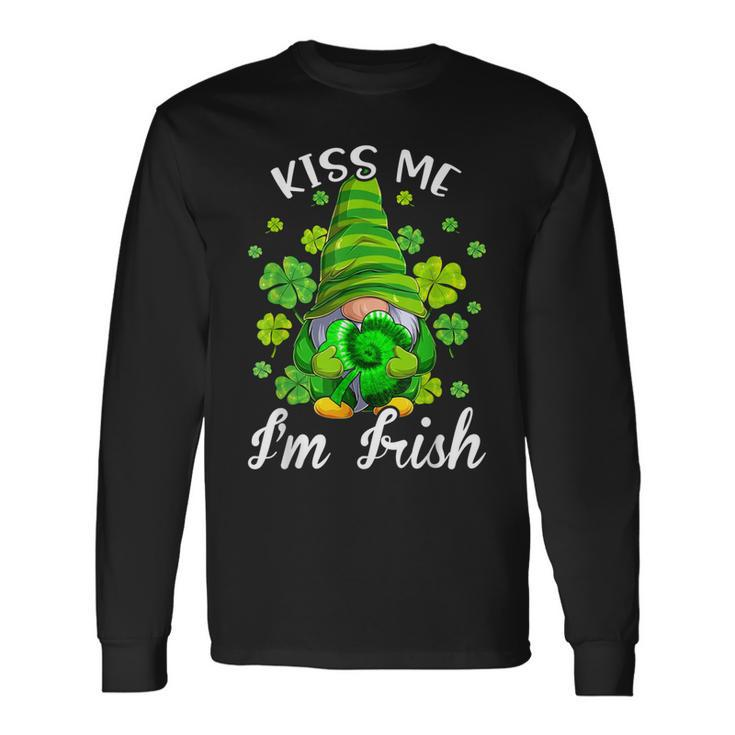Kiss Me Im Irish Tie Dye Gnome St Patricks Day Men Women Long Sleeve T-Shirt T-shirt Graphic Print