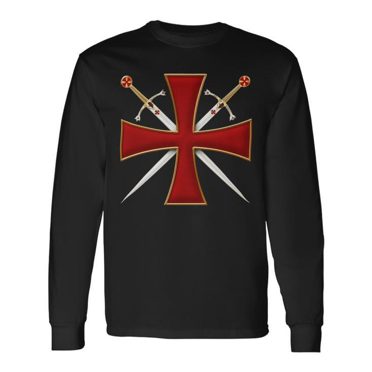 Knight Templar Shirt-Cross And Sword Templar-Knight Templar Store Long Sleeve T-Shirt