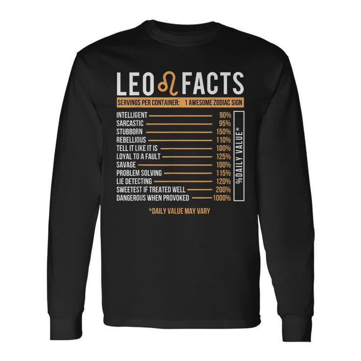 Leo Facts Zodiac Sign Astrology Birthday Horoscope Long Sleeve T-Shirt Gifts ideas