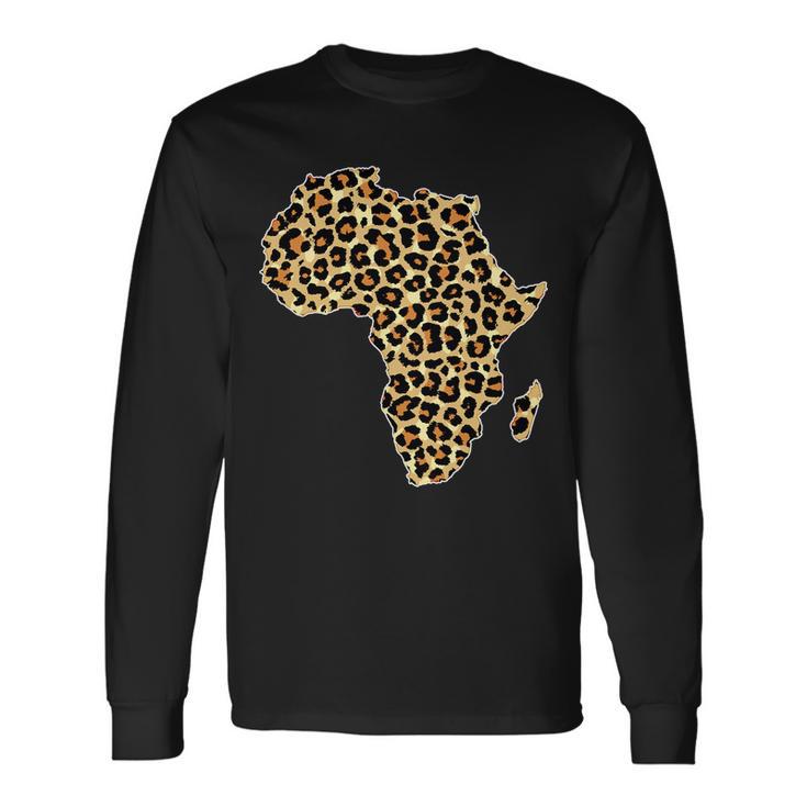 Leopard Print African Map Of Africa Tshirt Long Sleeve T-Shirt