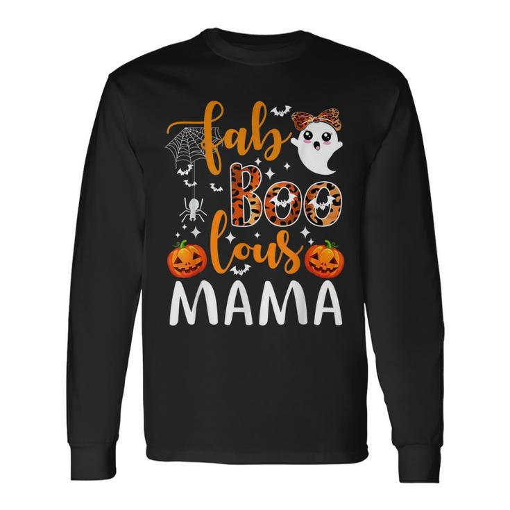 Leopard Fab Boo Lous Mama Spooky Mama Halloween Costume Long Sleeve T-Shirt