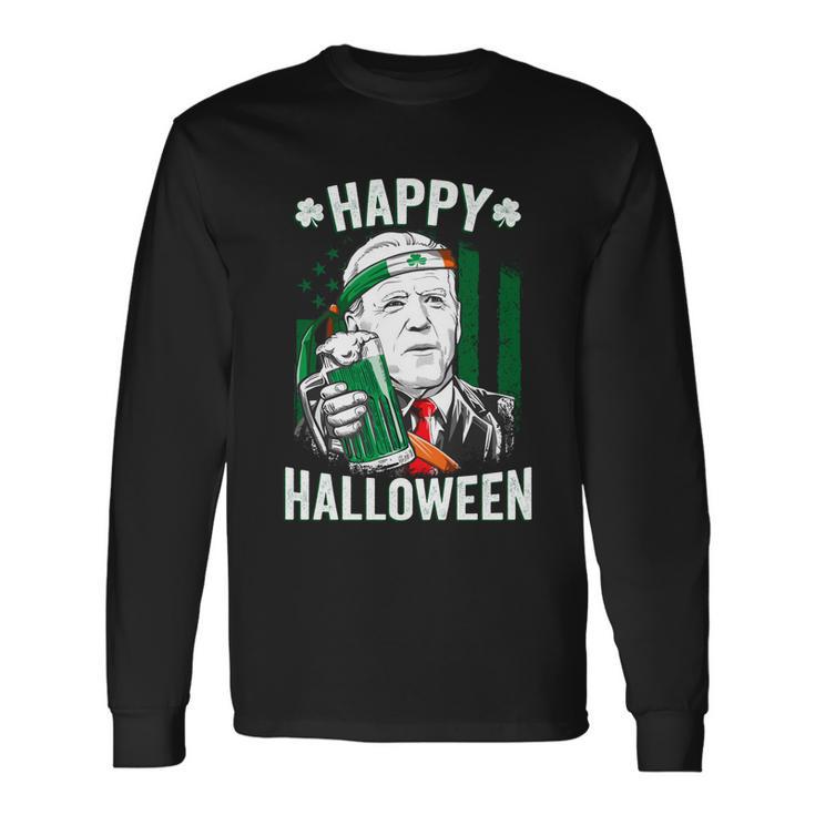 Leprechaun Biden Happy Halloween For St Patricks Day Tshirt Long Sleeve T-Shirt