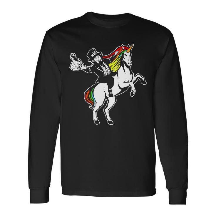 Leprechaun Unicorn St Patricks Day Tshirt Long Sleeve T-Shirt