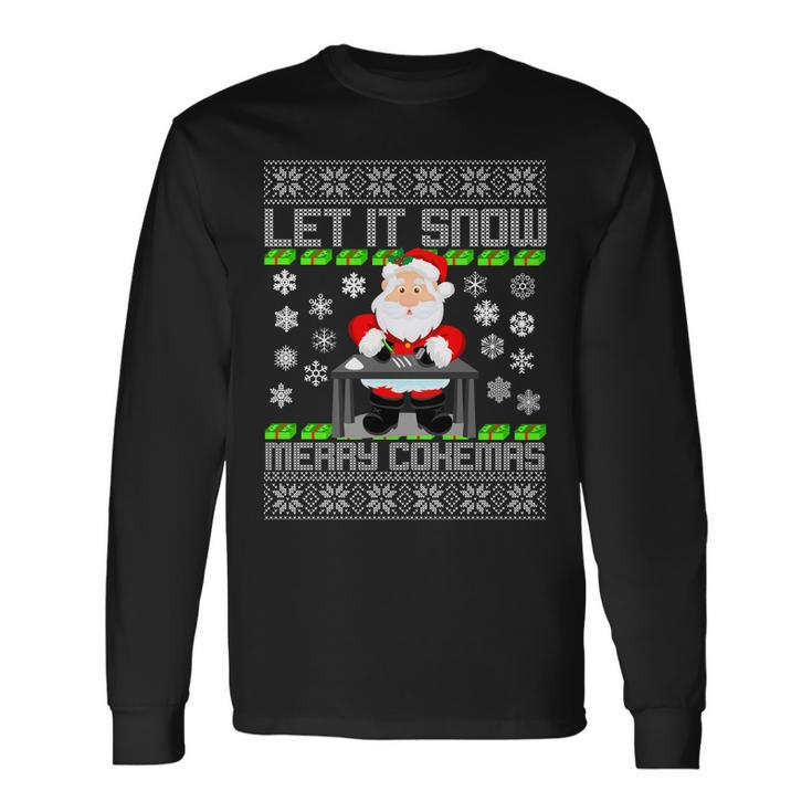 Let It Snow Merry Cokemas Santa Claus Ugly Christmas Tshirt Long Sleeve T-Shirt