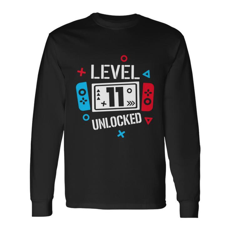 Level 11 Unlocked Birthday 11Th Birthday Boy Gamer 11 Years Old Gamer Long Sleeve T-Shirt