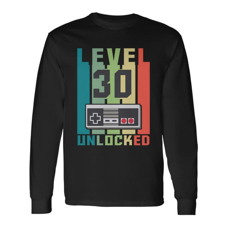 Level 30 Unlocked Retro Gamer Birthday Tshirt Long Sleeve T-Shirt