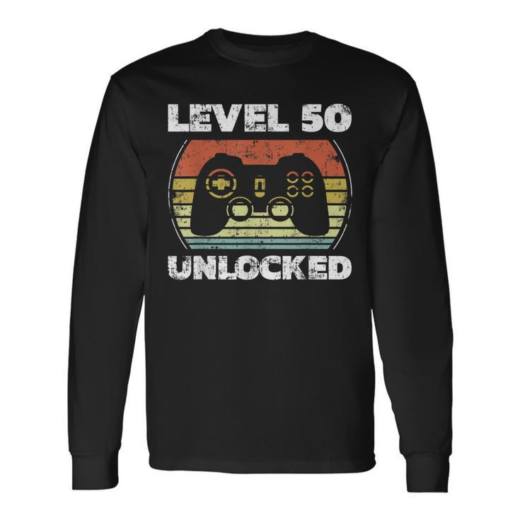 Level 50 Unlocked Video Gamer 50Th Birthday Long Sleeve T-Shirt