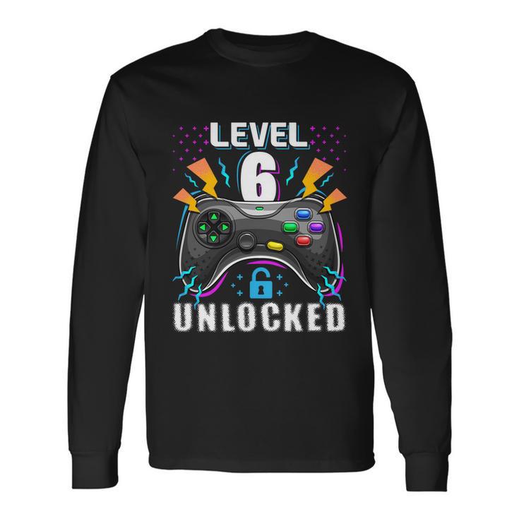 Level 6 Unlocked Video Game 6Th Birthday Gamer Boys Long Sleeve T-Shirt