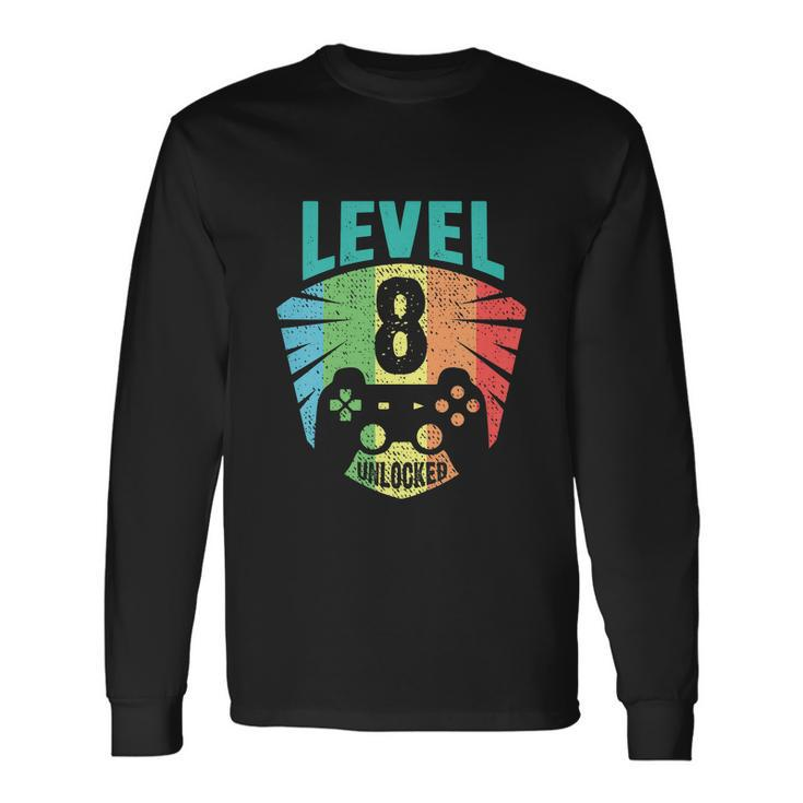 Level 8 Unlocked 8Th Birthday Boy Girl Gamer Level Long Sleeve T-Shirt Gifts ideas