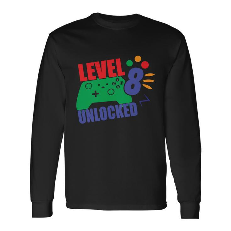 Level 8 Unlocked 8Th Gamer Video Game Birthday Video Game Long Sleeve T-Shirt Gifts ideas