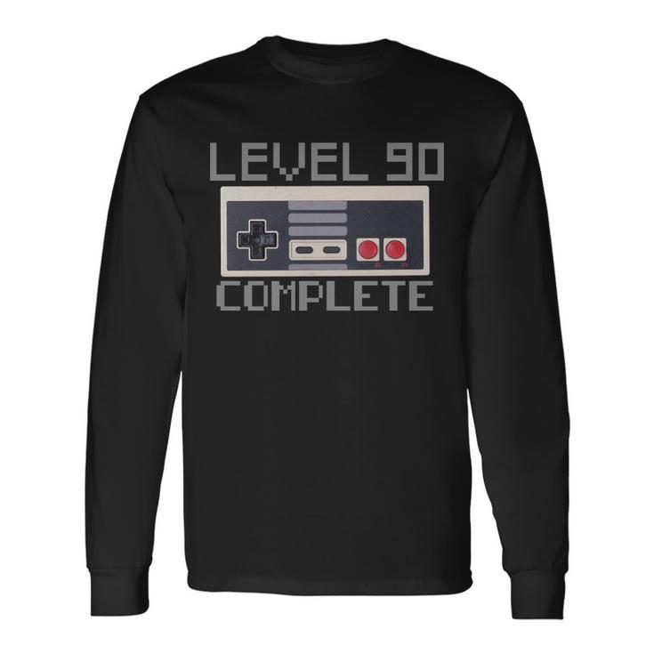 Level 90 Complete Retro Gamer 90Th Birthday Long Sleeve T-Shirt