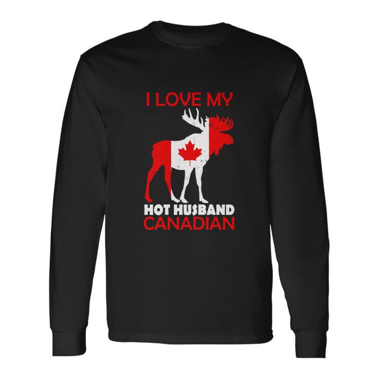 Lgbn I Love Husband Canadian Maple Leaf Animal Canada Day Long Sleeve T-Shirt