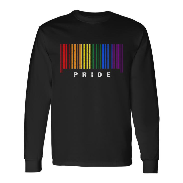 Lgbt Gay Barcode Support Lgbtq Ally Rainbow Pride Gay Flag Long Sleeve T-Shirt