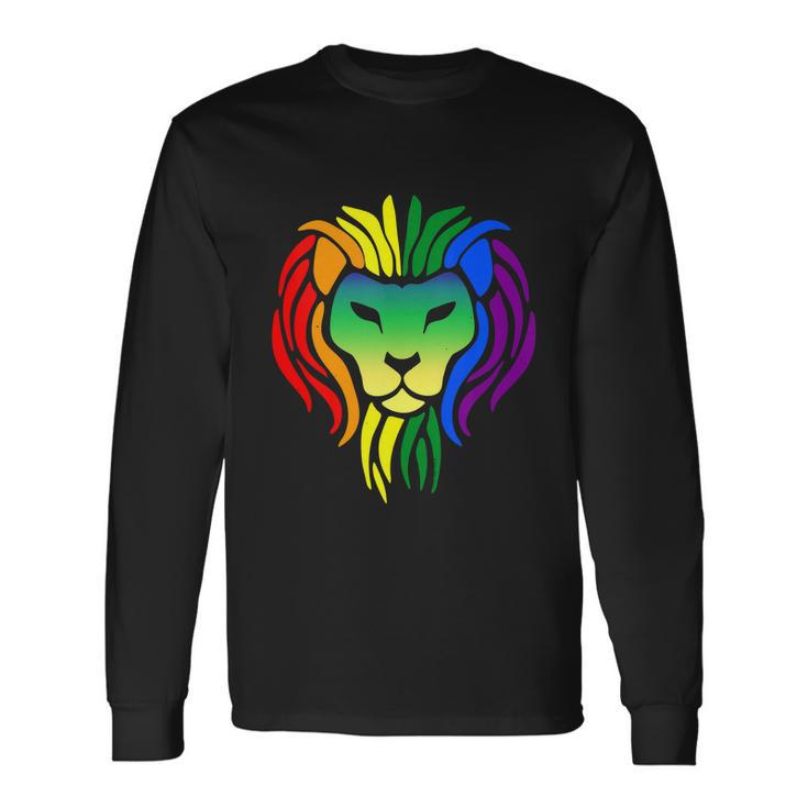 Lgbt Gay Pride Flag Proud Lion Lgbt Gay Pride Long Sleeve T-Shirt