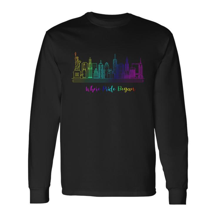 Lgbt Where Pride Began New York Skyline Long Sleeve T-Shirt