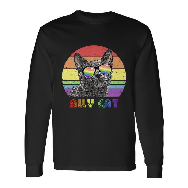 Lgbtq Ally Cat Rainbow Gay Pride Flag Lgbt V2 Long Sleeve T-Shirt