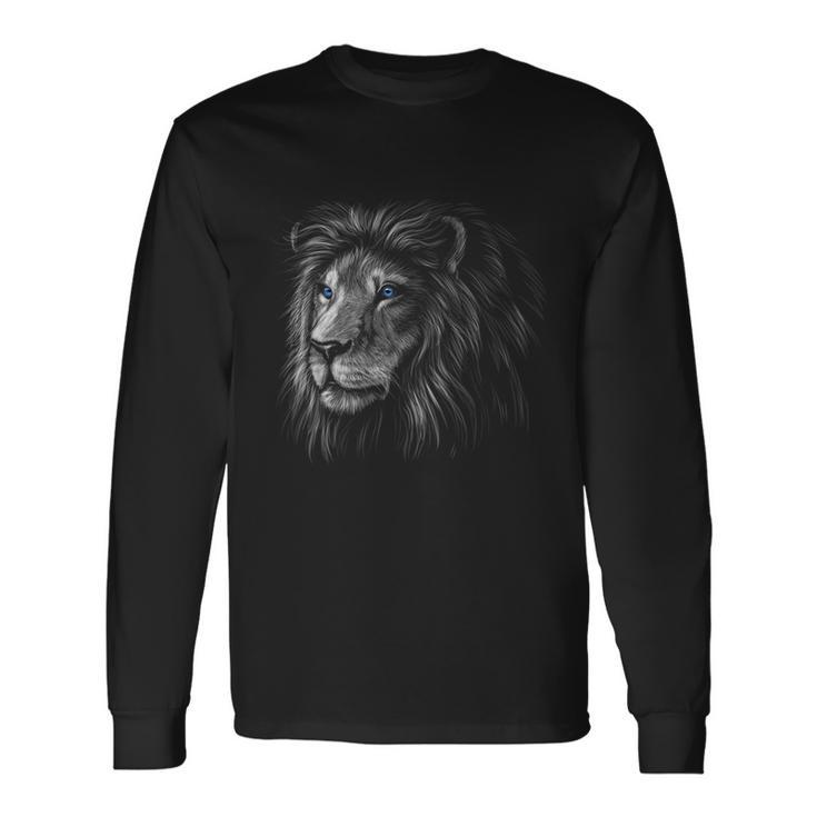 Lion Apparel Hand Drawing Game Day Vintage Detroit Long Sleeve T-Shirt