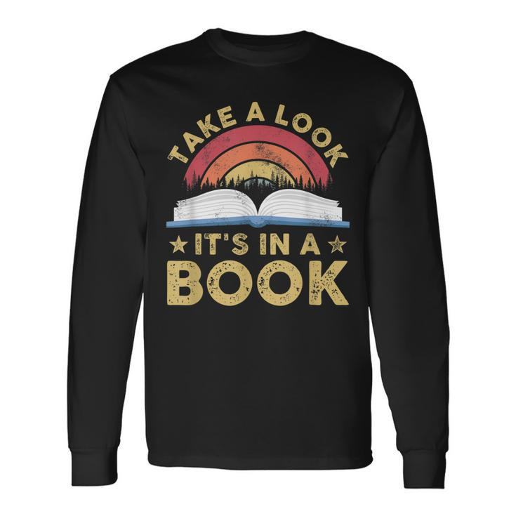 Take A Look Its In A Book Reading Vintage Retro Rainbow Long Sleeve T-Shirt