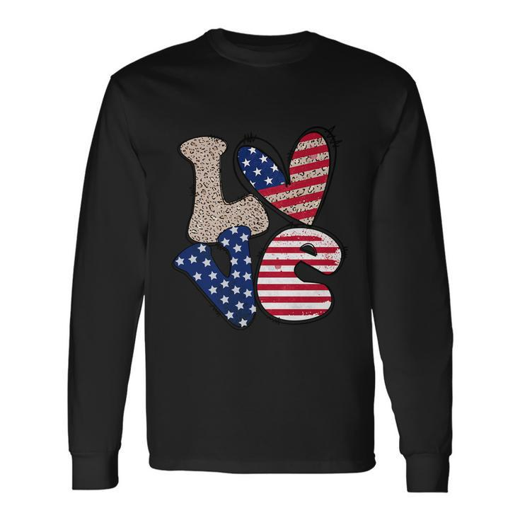 Love America Cute 4Th Of July Independence Day Plus Size Graphic Long Sleeve T-Shirt