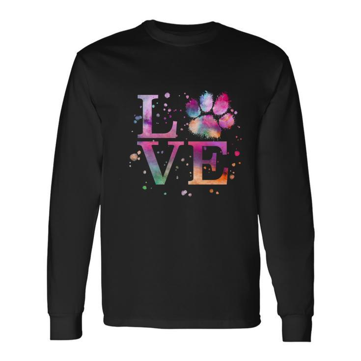 Love Dog Paw Print Colorful National Animal Shelter Week Long Sleeve T-Shirt Gifts ideas