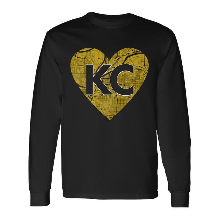Love Kansas City Football Fan City Map Long Sleeve T-Shirt