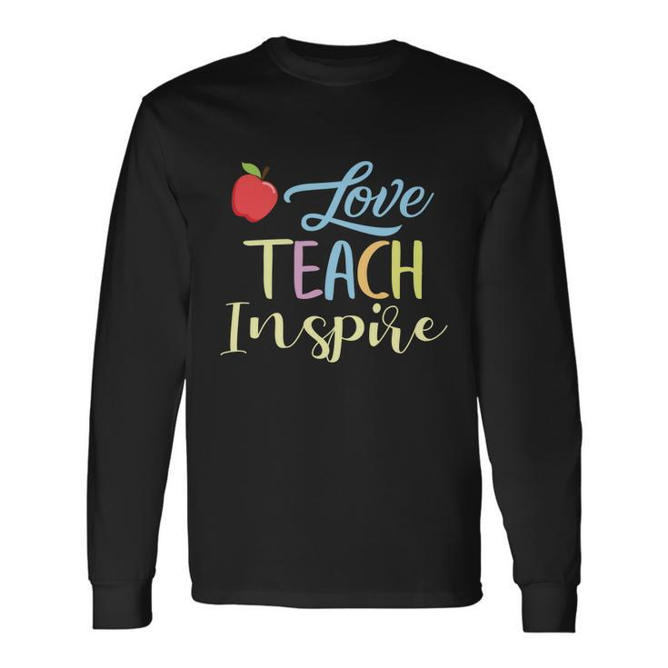 Love Teach Inspire School Student Teachers Graphics Plus Size Shirt Long Sleeve T-Shirt