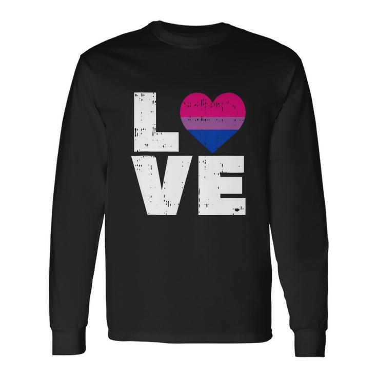 Love Vintage Heart Lgbt Bisexual Colors Gay Flag Pride Long Sleeve T-Shirt