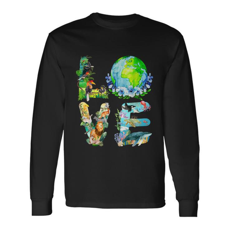 Love World Earth Day 2022 Planet Environmental Animal Tshirt Long Sleeve T-Shirt Gifts ideas