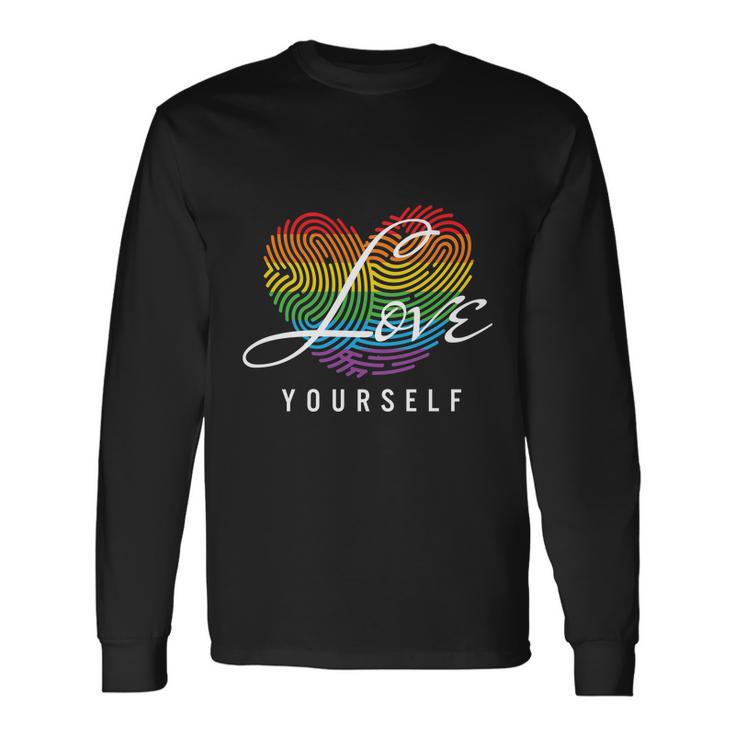 Love Yourself Rainbow Lgbt Fingerprint Pride Month Long Sleeve T-Shirt Gifts ideas