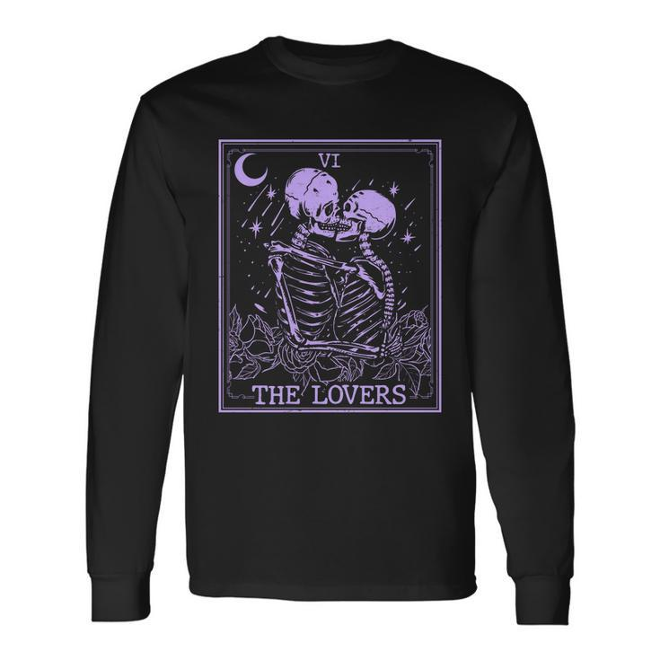 The Lovers Skeleton Tarot Card Vi Vintage Halloween Long Sleeve T-Shirt