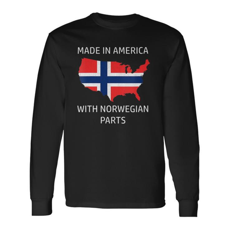 Made In America With Norwegian Parts &8211 Norway And Usa Pride Long Sleeve T-Shirt T-Shirt