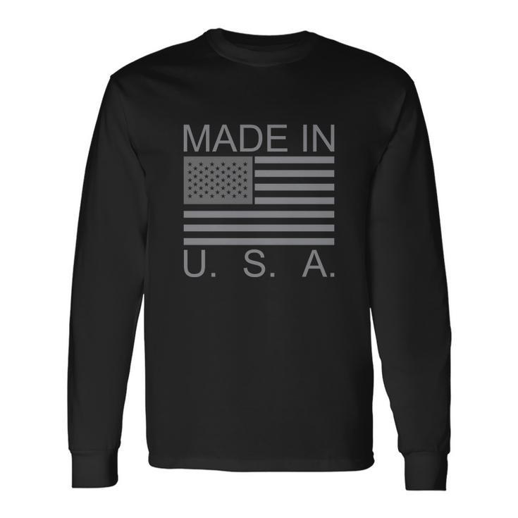 Made In Usa American Flag Grey Long Sleeve T-Shirt
