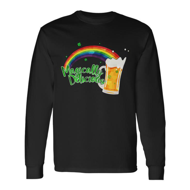 Magically Delicious Rainbow Beer St Patricks Day Long Sleeve T-Shirt