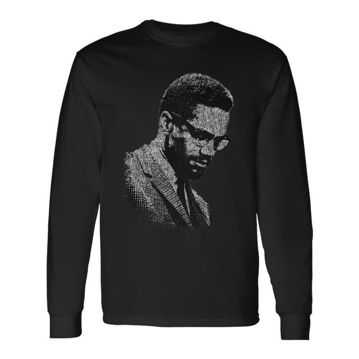Malcolm X Black And White Portrait Tshirt Long Sleeve T-Shirt
